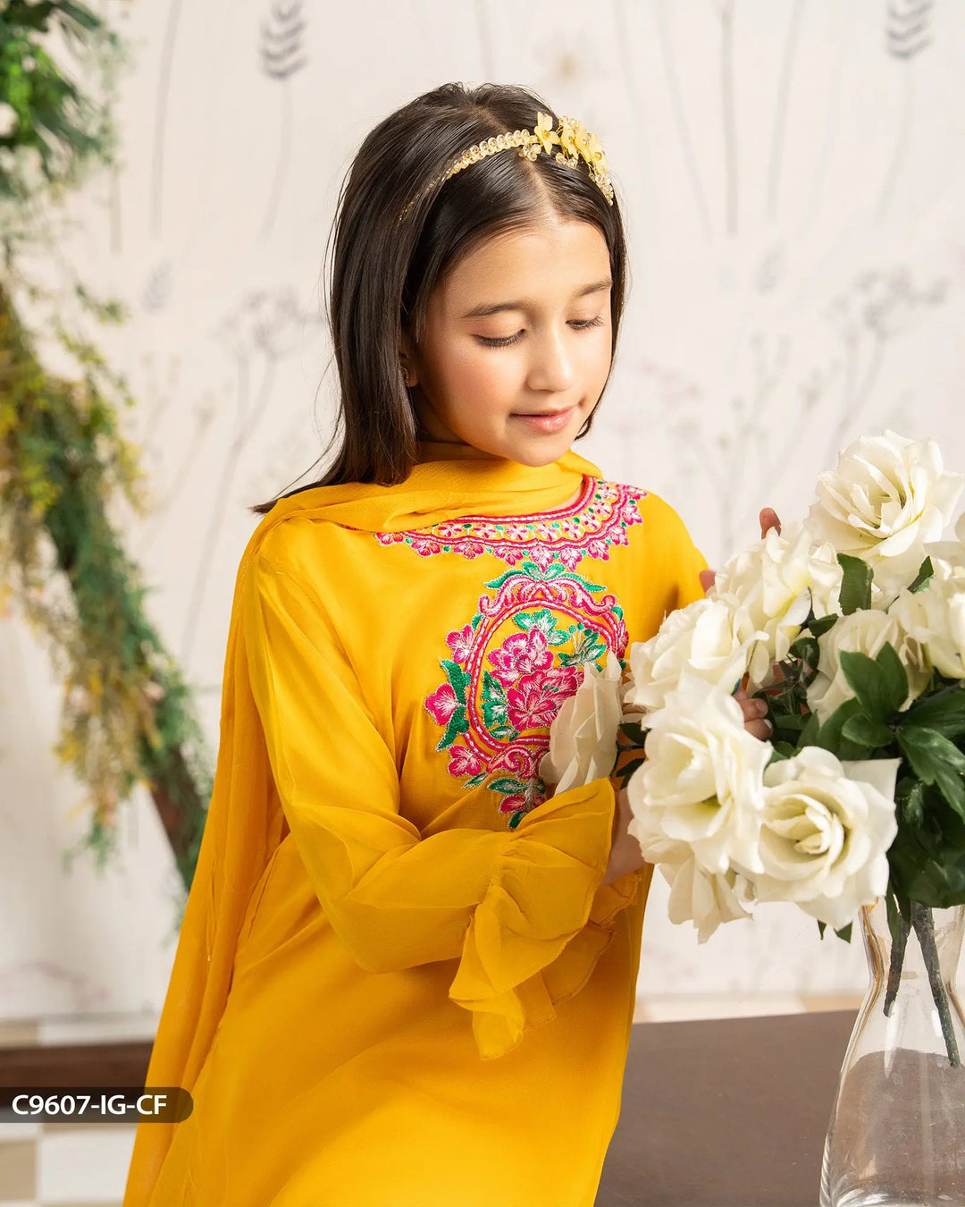 Kids 3 Piece Chiffon Suit | 9607-IG-CF - Sha Posh Textile