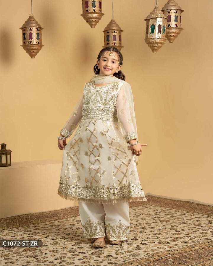 Kids 3 Piece Embroidered Suit | 1072-ST-ZR.BADLA - Sha Posh Textile