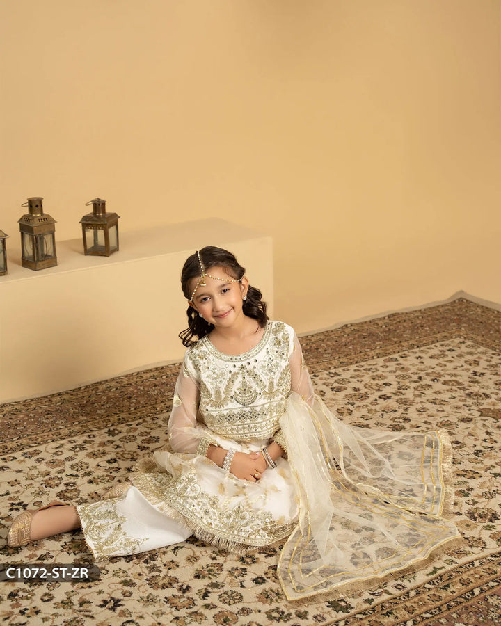 Kids 3 Piece Embroidered Suit | 1072-ST-ZR.BADLA - Sha Posh Textile