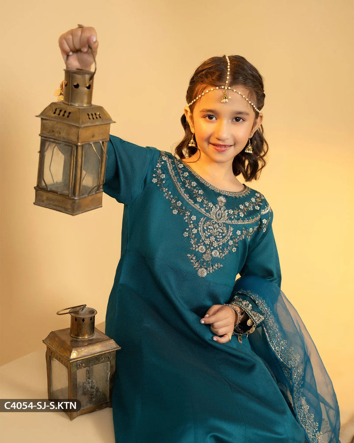 Kids 3 Piece Embroidered Suit | 4054-SJ-S.KTN - Sha Posh Textile