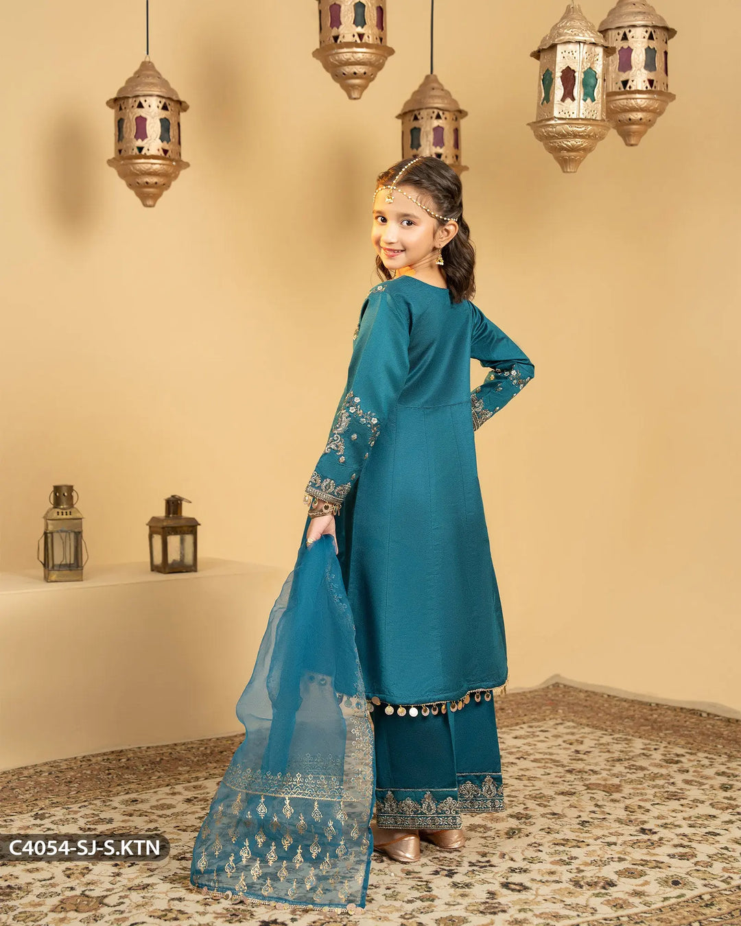Kids 3 Piece Embroidered Suit | 4054-SJ-S.KTN - Sha Posh Textile