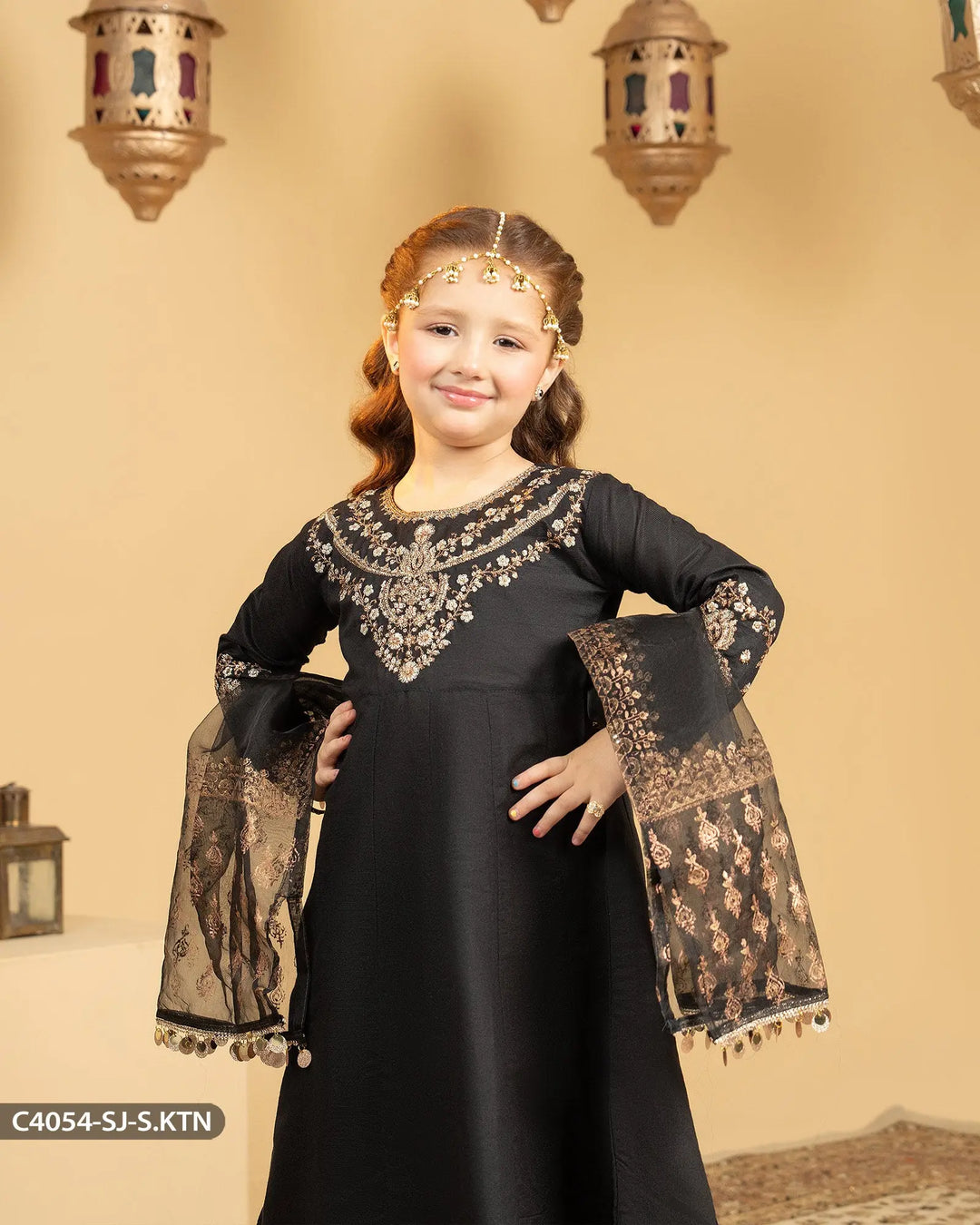 Kids 3 Piece Embroidered Suit | 4054-SJ-S.KTN - Sha Posh Textile