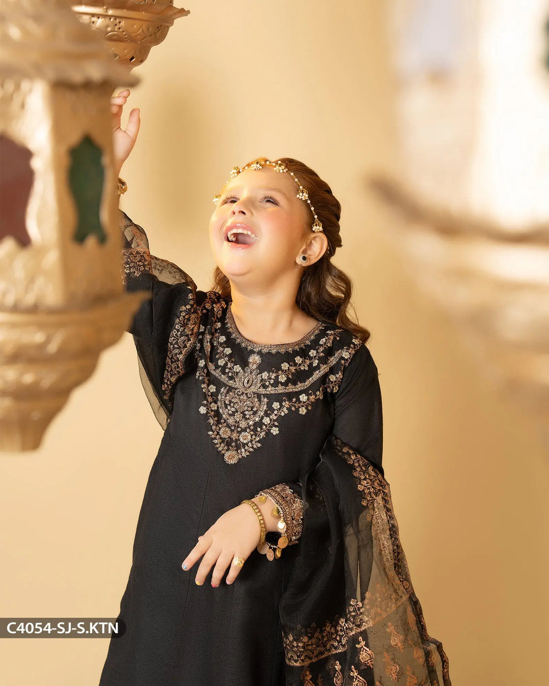 Kids 3 Piece Embroidered Suit | 4054-SJ-S.KTN - Sha Posh Textile