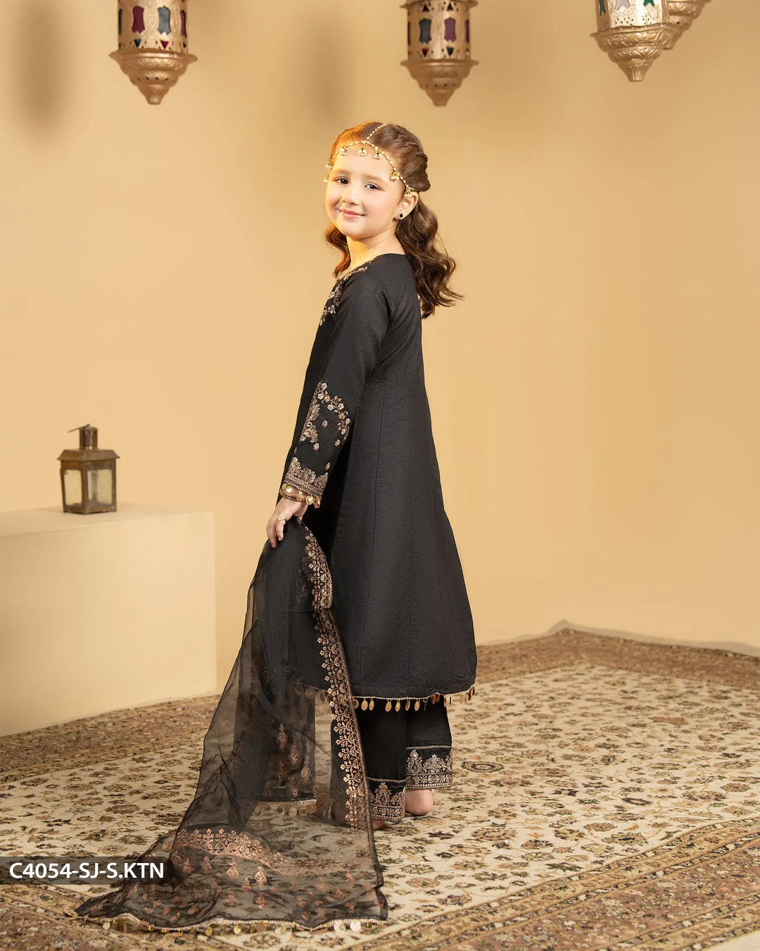 Kids 3 Piece Embroidered Suit | 4054-SJ-S.KTN - Sha Posh Textile