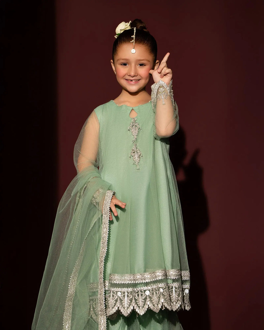 Kids 3 Piece Net Suit Stitched | 2261-AF-NT - Sha Posh Textile
