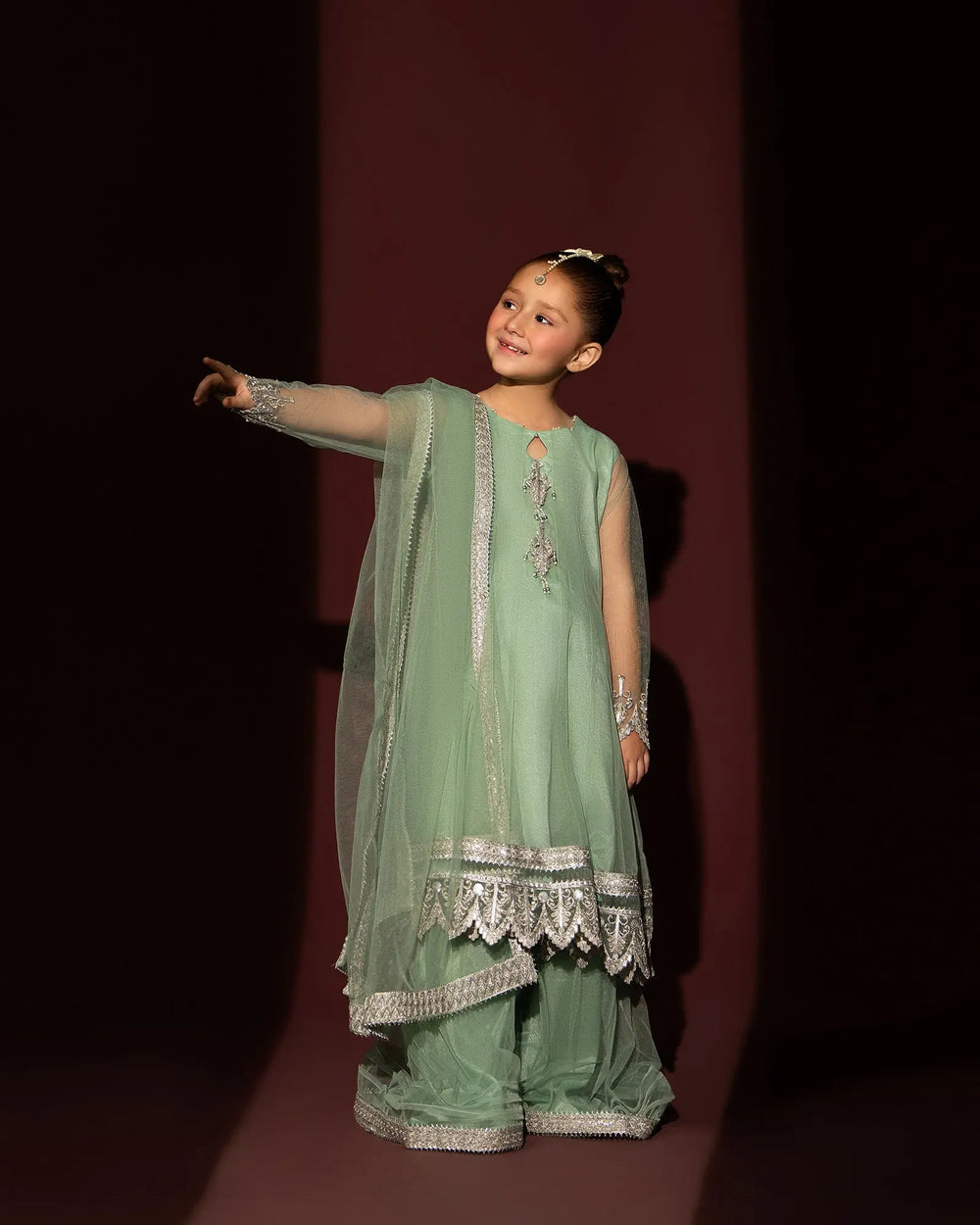 Kids 3 Piece Net Suit Stitched | 2261-AF-NT - Sha Posh Textile