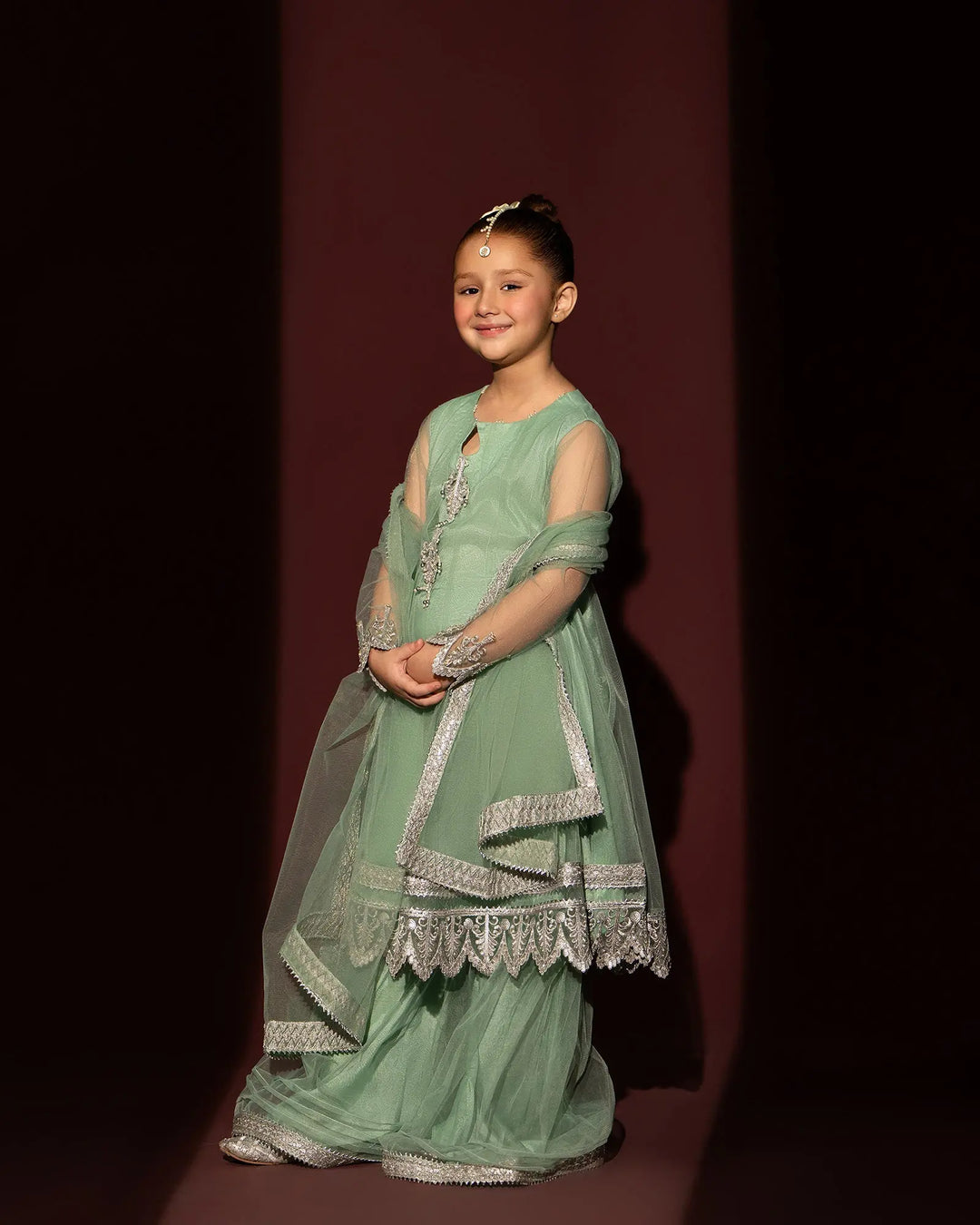 Kids 3 Piece Net Suit Stitched | 2261-AF-NT - Sha Posh Textile