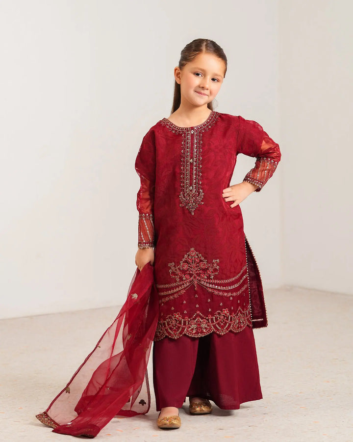 Kids 3-Piece Ready-to-Wear Burnout Tissue Suit | 4076-SJ-B.O.TSU Sha Posh Textile