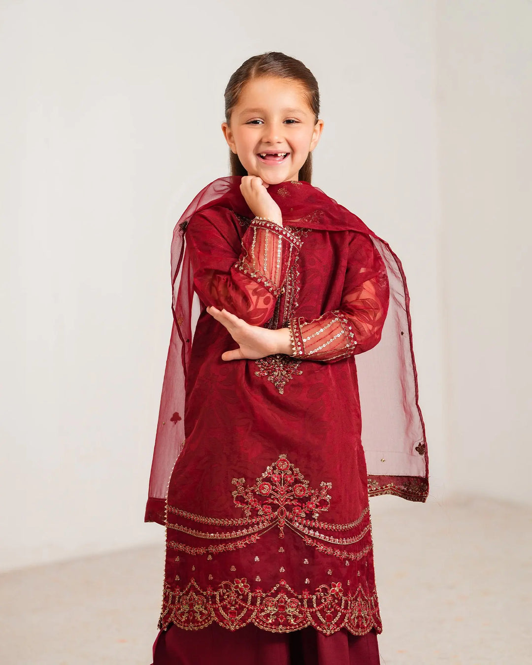 Kids 3-Piece Ready-to-Wear Burnout Tissue Suit | 4076-SJ-B.O.TSU Sha Posh Textile