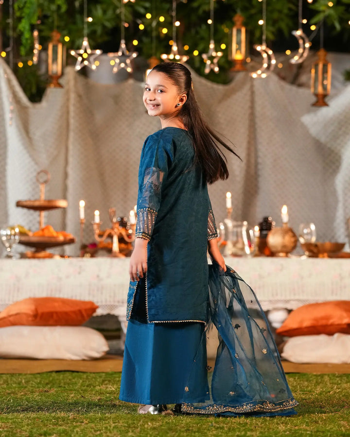 Kids 3-Piece Ready-to-Wear Burnout Tissue Suit | 4076-SJ-B.O.TSU Sha Posh Textile