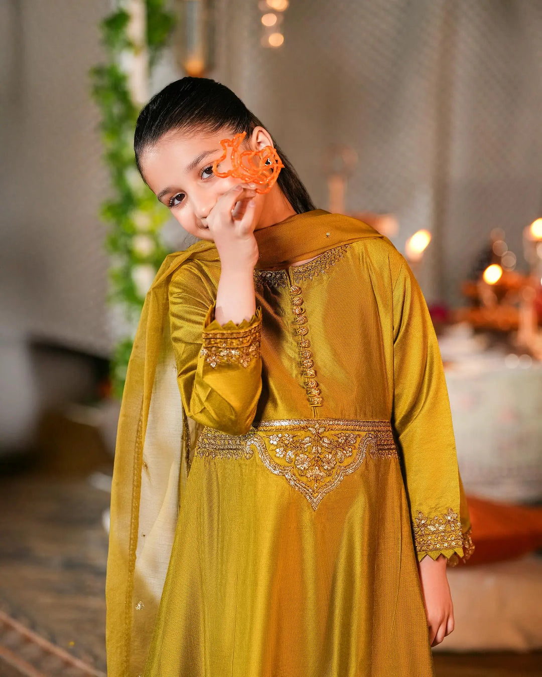 Kids 3-Piece Ready-to-Wear Chambray Katan Frock| 2270-AF-S.KTN Sha Posh Textile