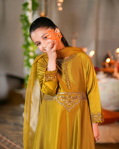 Kids 3-Piece Ready-to-Wear Chambray Katan Frock| 2270-AF-S.KTN Sha Posh Textile