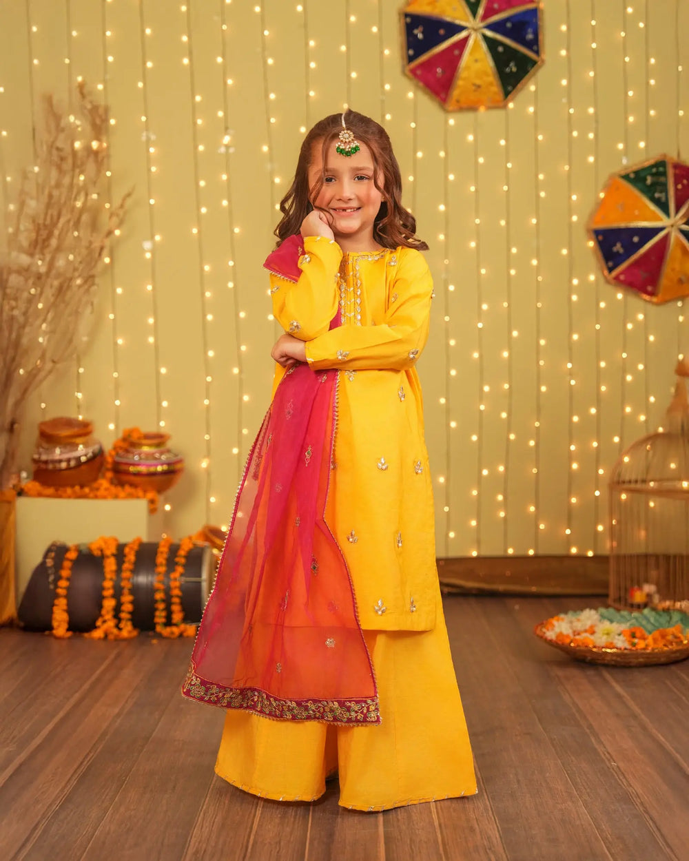 Kids 3 Piece Plain Paper Katan Suit Stitched | 427-AR-P.P.KTN - Sha Posh Textile