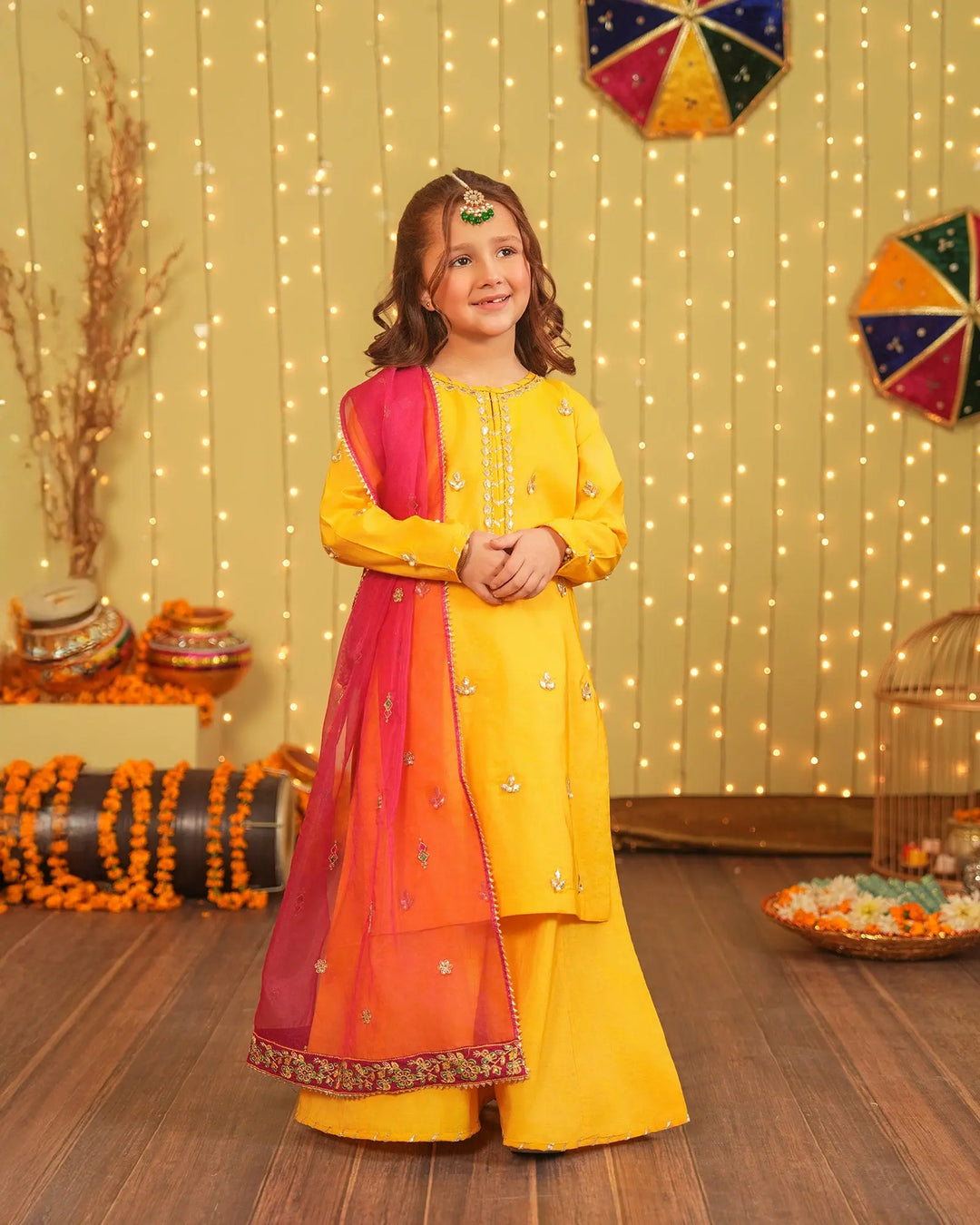 Kids 3 Piece Plain Paper Katan Suit Stitched | 427-AR-P.P.KTN - Sha Posh Textile