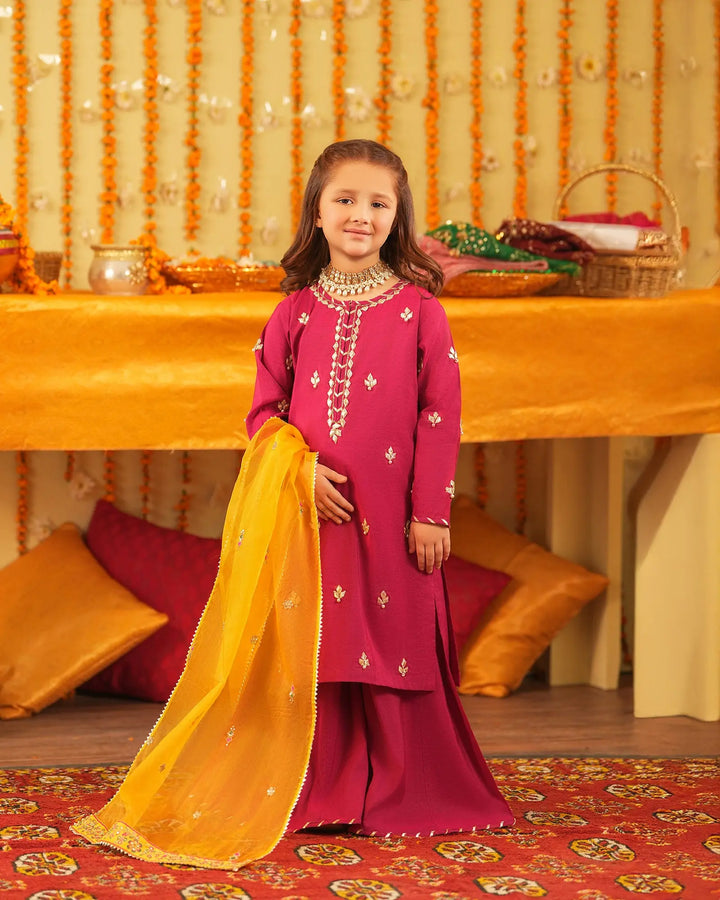 Kids 3 Piece Plain Paper Katan Suit Stitched | 427-AR-P.P.KTN - Sha Posh Textile