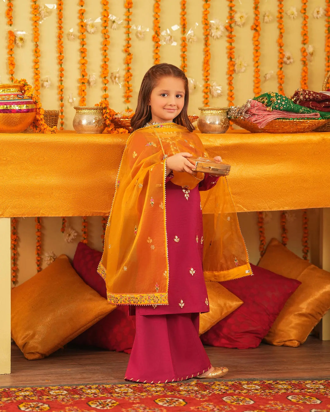 Kids 3 Piece Plain Paper Katan Suit Stitched | 427-AR-P.P.KTN - Sha Posh Textile