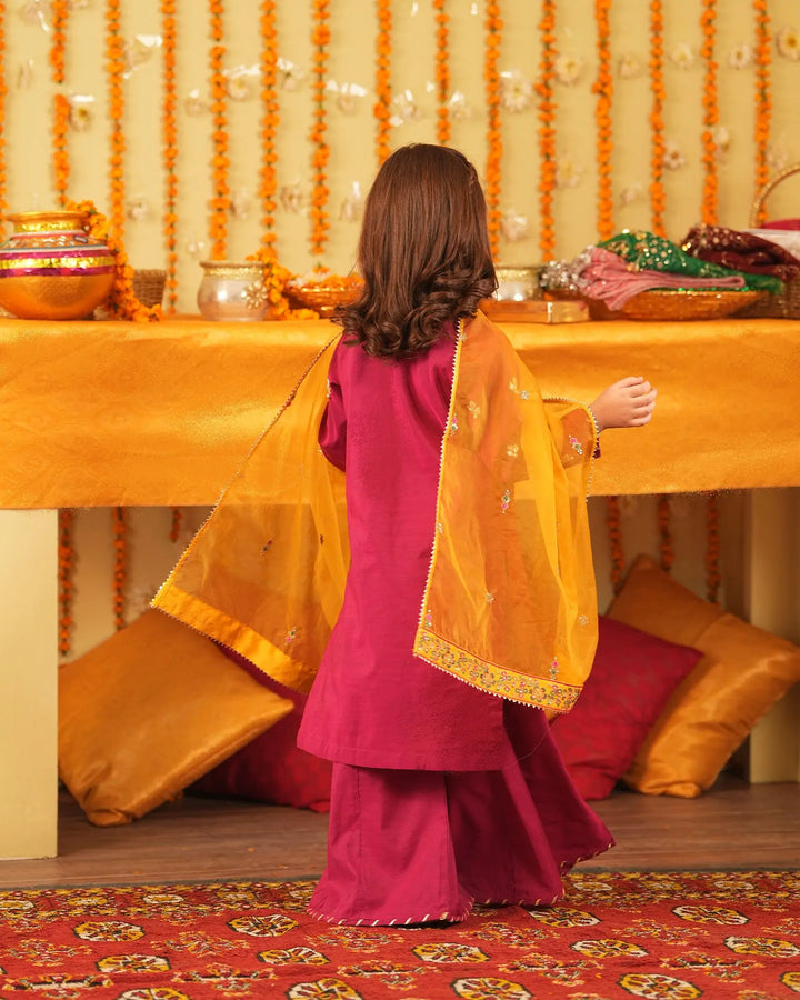 Kids 3 Piece Plain Paper Katan Suit Stitched | 427-AR-P.P.KTN - Sha Posh Textile