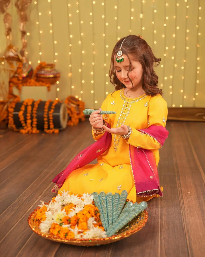 Kids 3 Piece Plain Paper Katan Suit Stitched | 427-AR-P.P.KTN - Sha Posh Textile