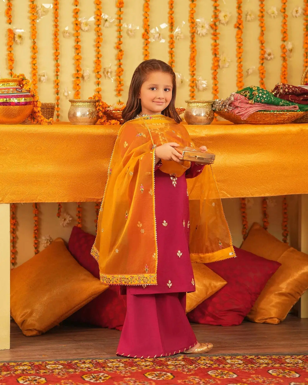 Kids 3 Piece Plain Paper Katan Suit Stitched | 427-AR-P.P.KTN - Sha Posh Textile