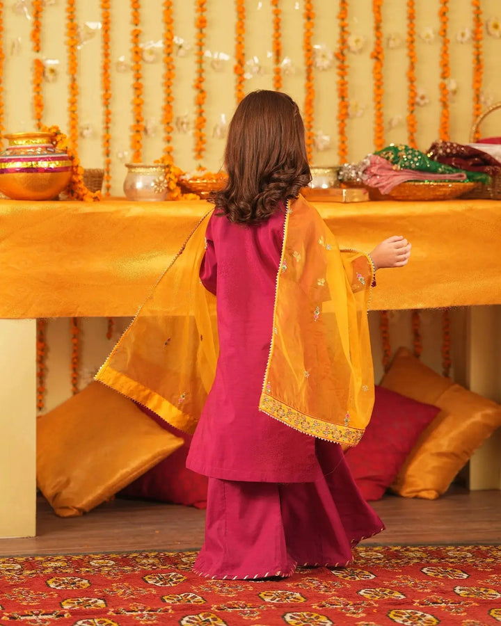Kids 3 Piece Plain Paper Katan Suit Stitched | 427-AR-P.P.KTN - Sha Posh Textile