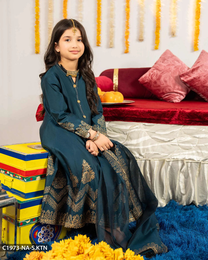 Kids Chambray Katan Frock | 1973-NA-S.KTN Sha Posh Textile