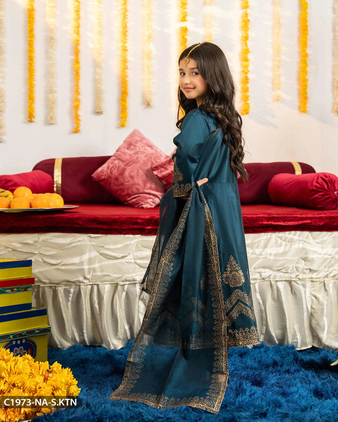 Kids Chambray Katan Frock | 1973-NA-S.KTN Sha Posh Textile