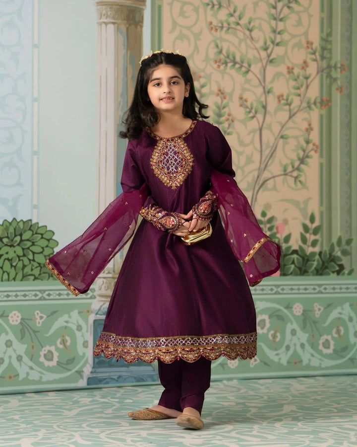 Kids Chambray Katan Frock | 4114 Sha Posh Textile