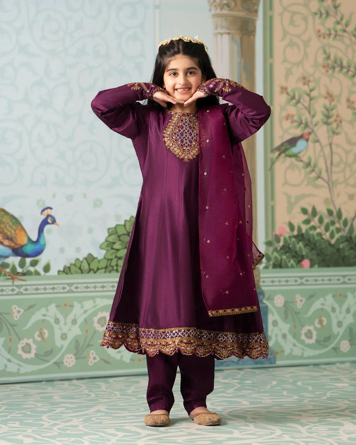 Kids Chambray Katan Frock | 4114 Sha Posh Textile