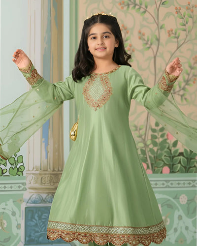 Kids Chambray Katan Frock | 4114 Sha Posh Textile