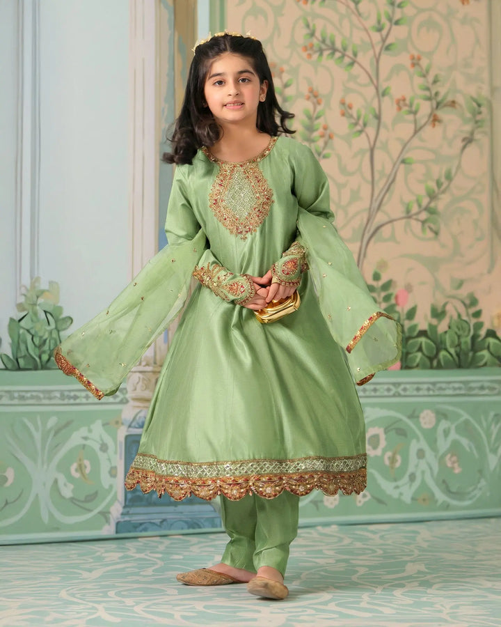 Kids Chambray Katan Frock | 4114 Sha Posh Textile