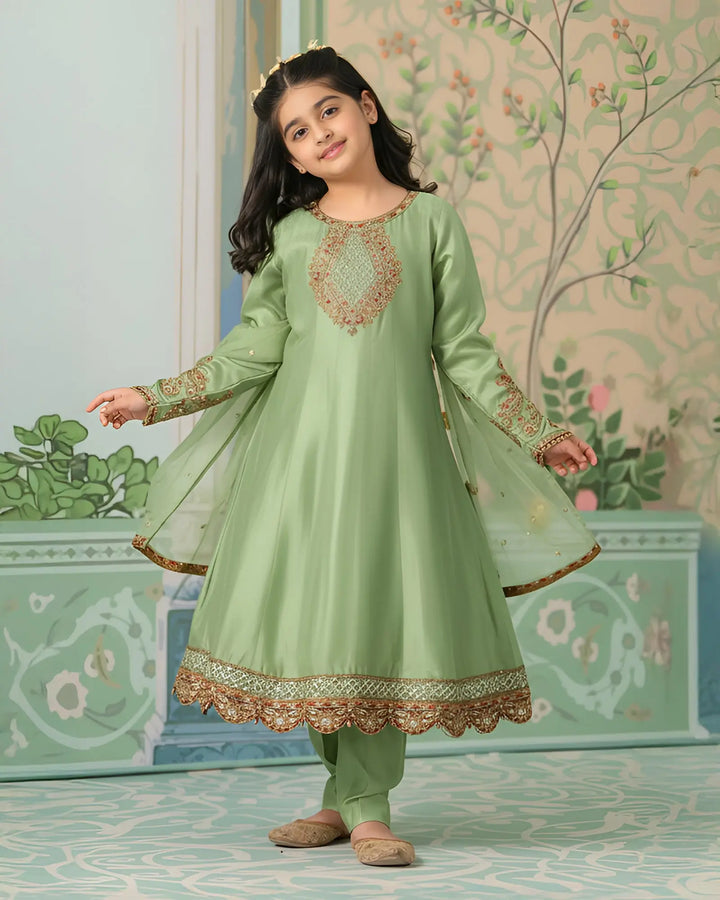 Kids Chambray Katan Frock | 4114 Sha Posh Textile