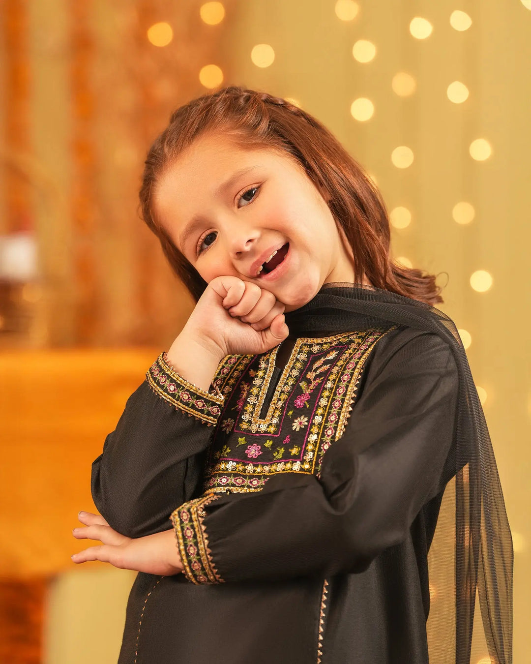 Kids 3 Piece Chambray Katan Suit Stitched | 1305-NA-S.KTN - Sha Posh Textile