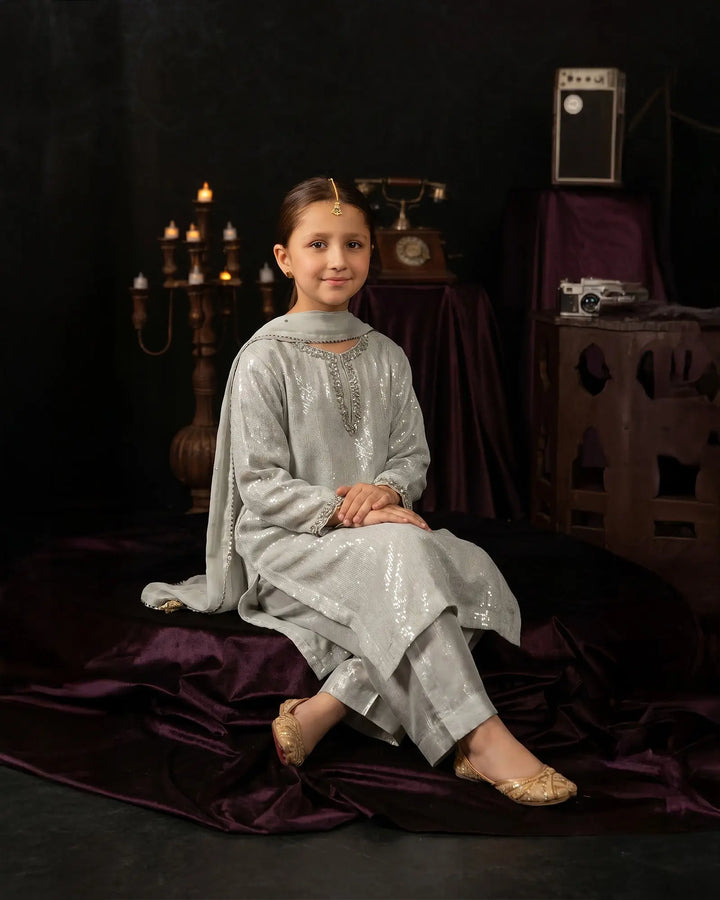 Kids Danedar Chiffon 3PC | 1178 Sha Posh Textile