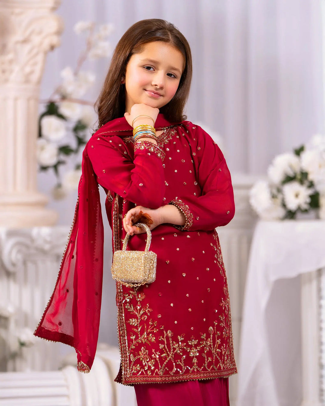 Kids Danedar Chiffon 3PC | 1337 Sha Posh Textile