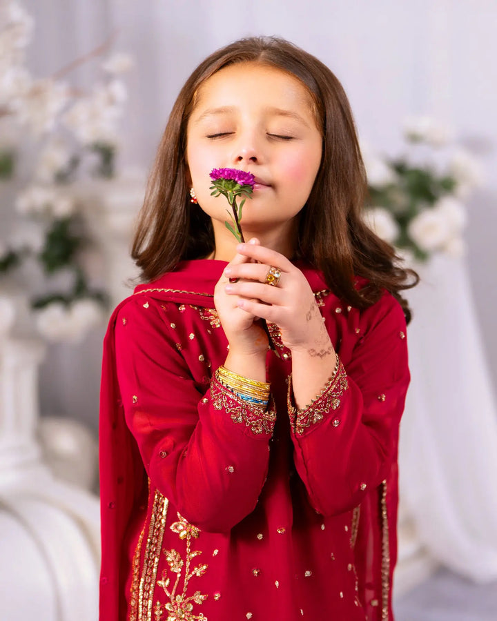 Kids Danedar Chiffon 3PC | 1337 Sha Posh Textile