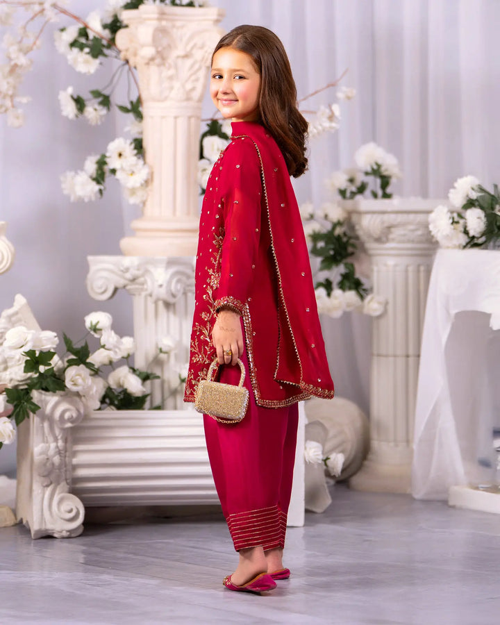 Kids Danedar Chiffon 3PC | 1337 Sha Posh Textile