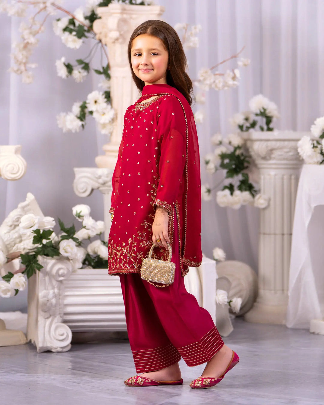 Kids Danedar Chiffon 3PC | 1337 Sha Posh Textile