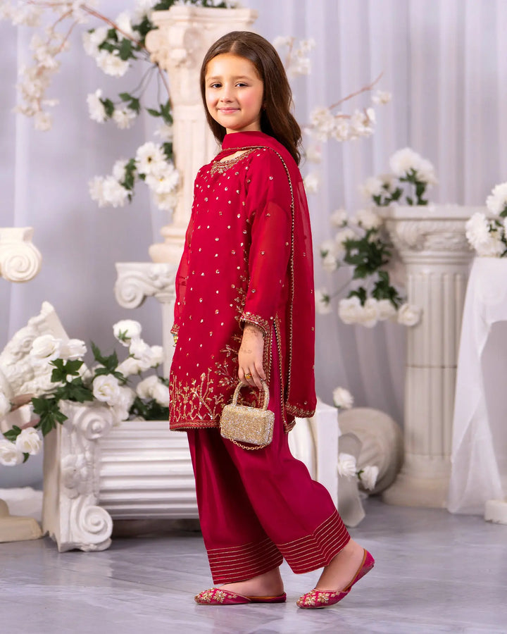 Kids Danedar Chiffon 3PC | 1337 Sha Posh Textile