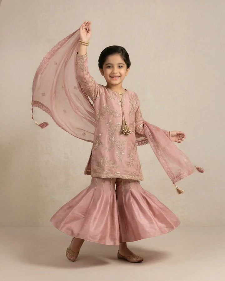 Kids Danedar Chiffon 3PC | 9787 Sha Posh Textile