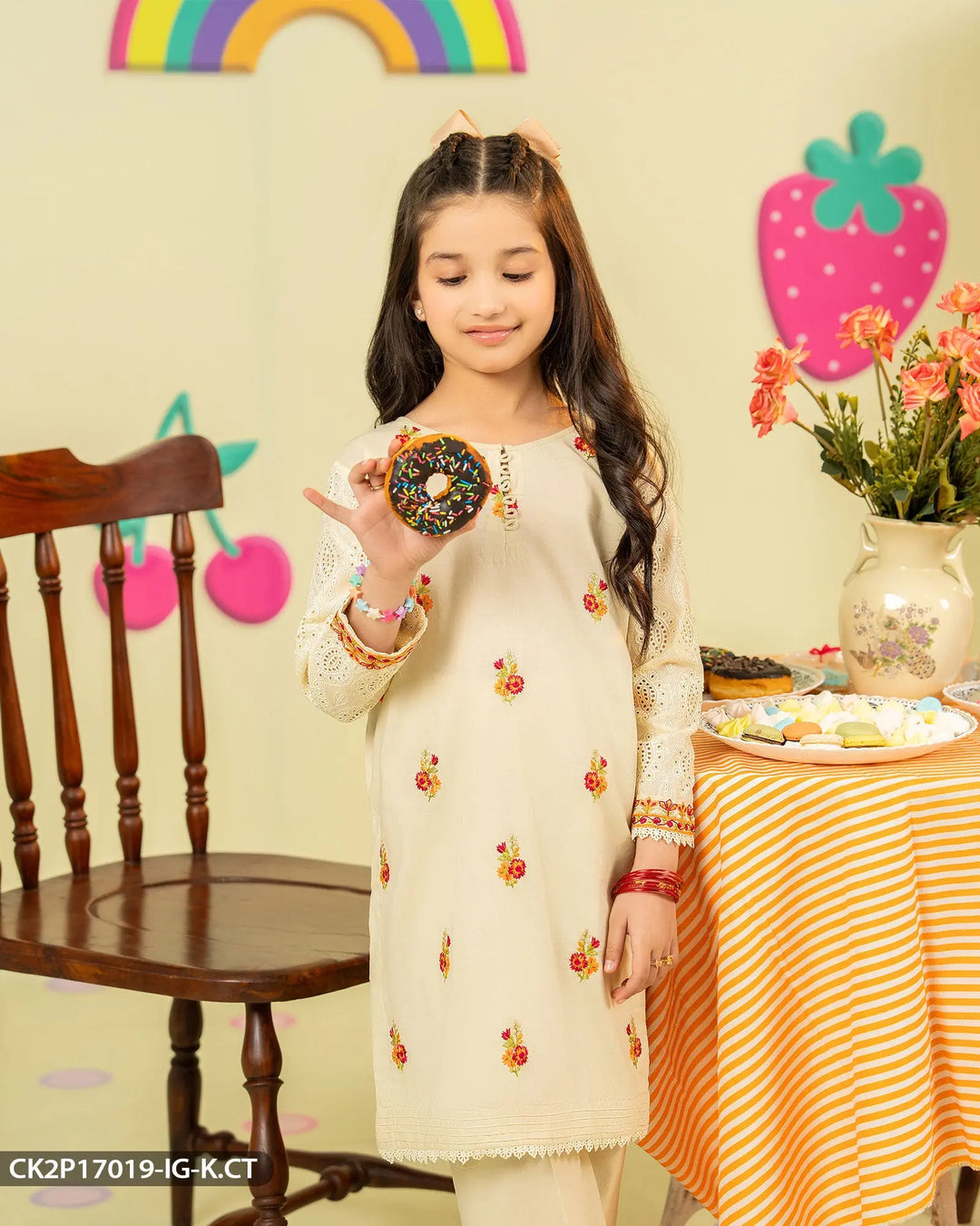 Kids Embroidered Cotton Suit | 17019-IG-K.CT Sha Posh Textile