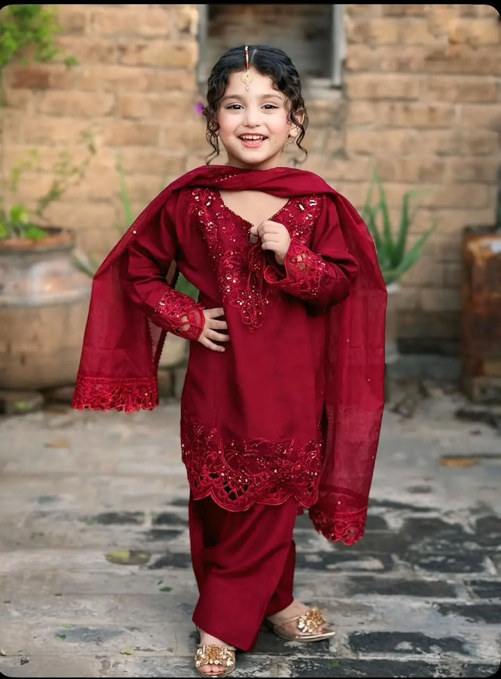 Kids Korean Raw Silk 3 Pcs | 1222