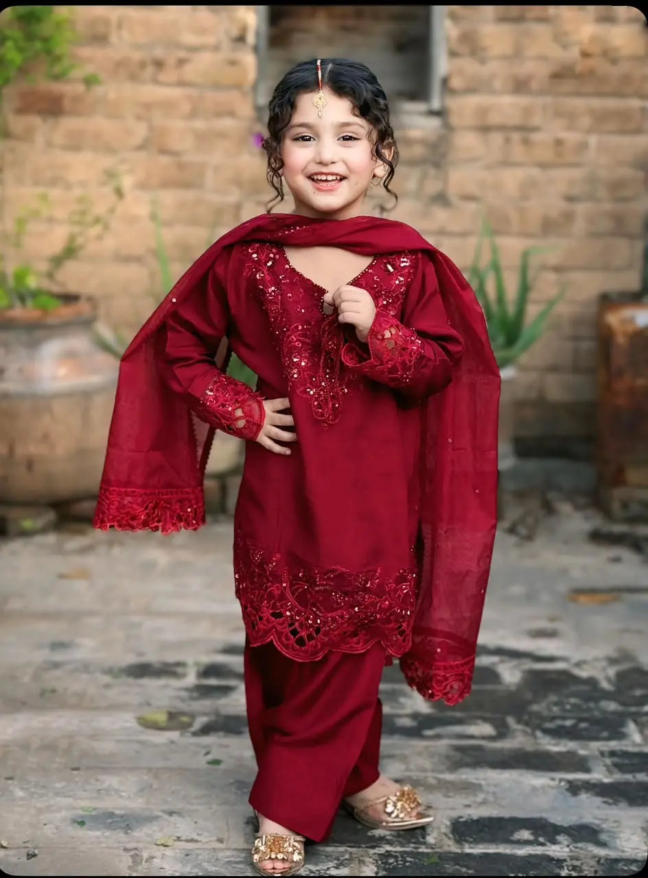 Kids Korean Raw Silk 3 Pcs | 1222