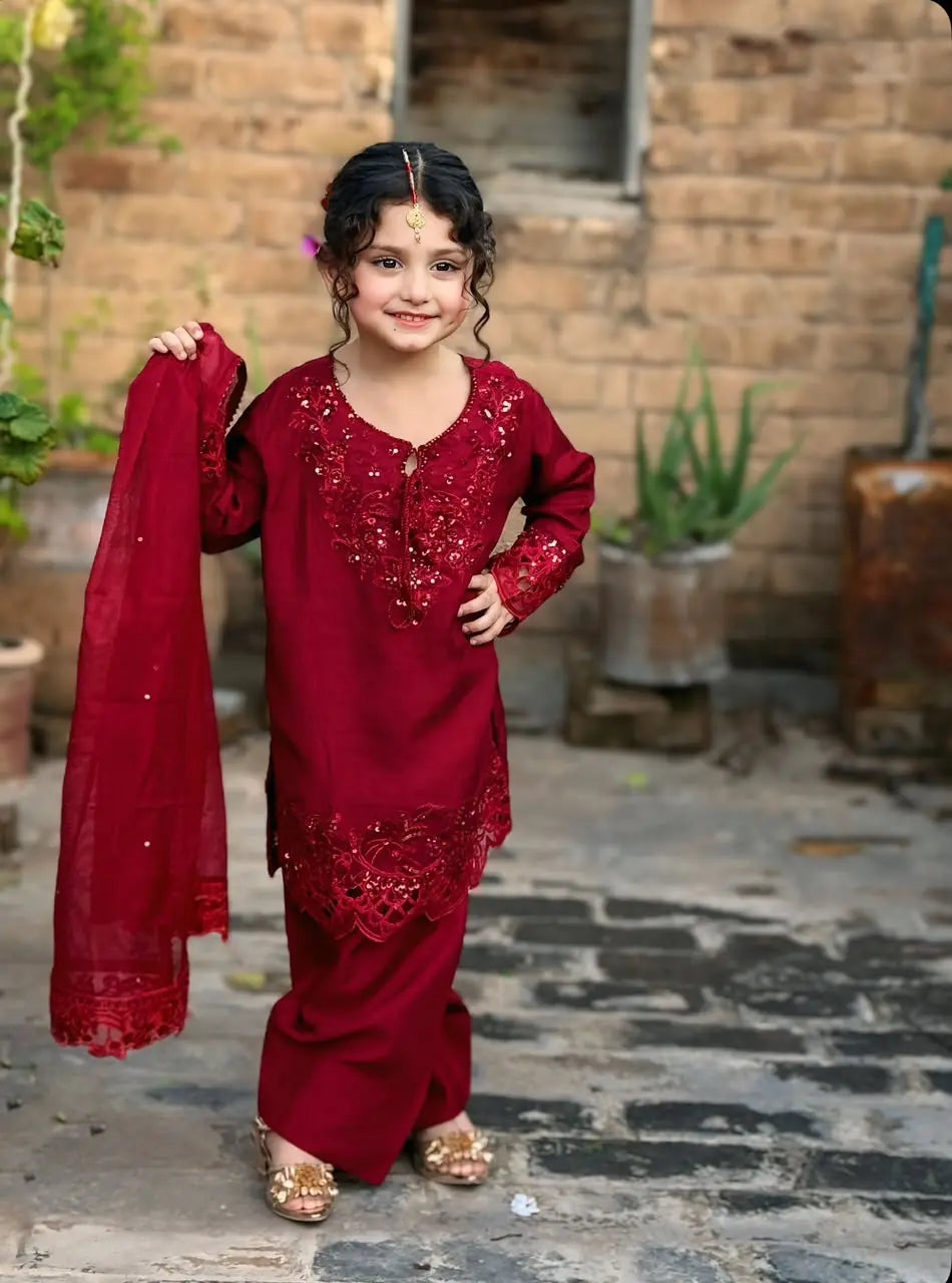 Kids Korean Raw Silk 3 Pcs | 1222