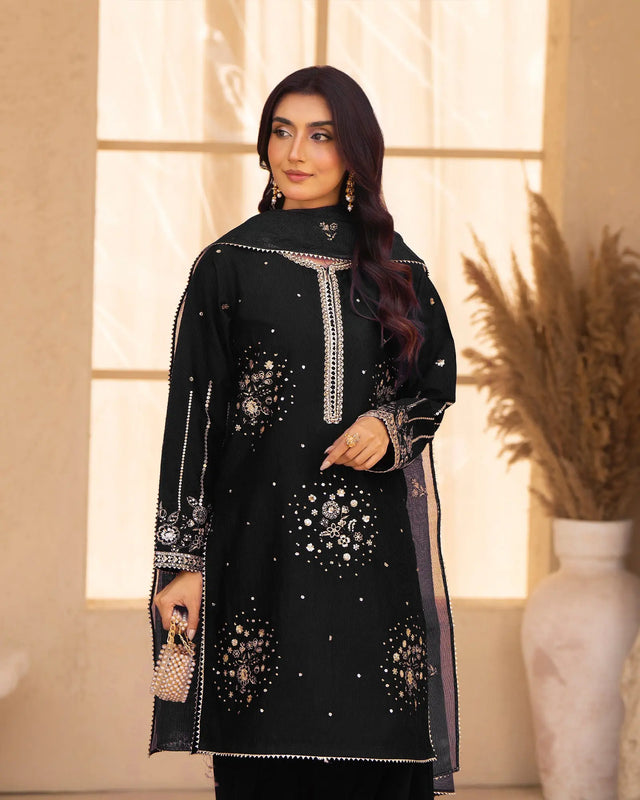 Maroon Paper Katan Farshi Shalwar Stitched 3 PC Suit Sha Posh Textile