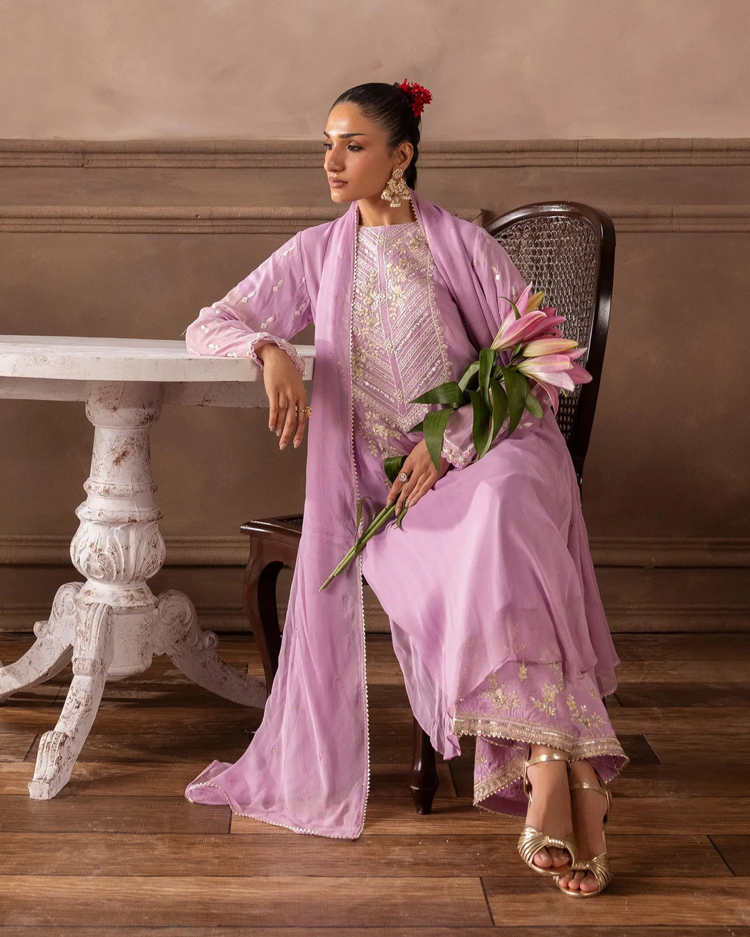 Pista Embroidered Chiffon 3 Piece Suit For Women Sha Posh Textile