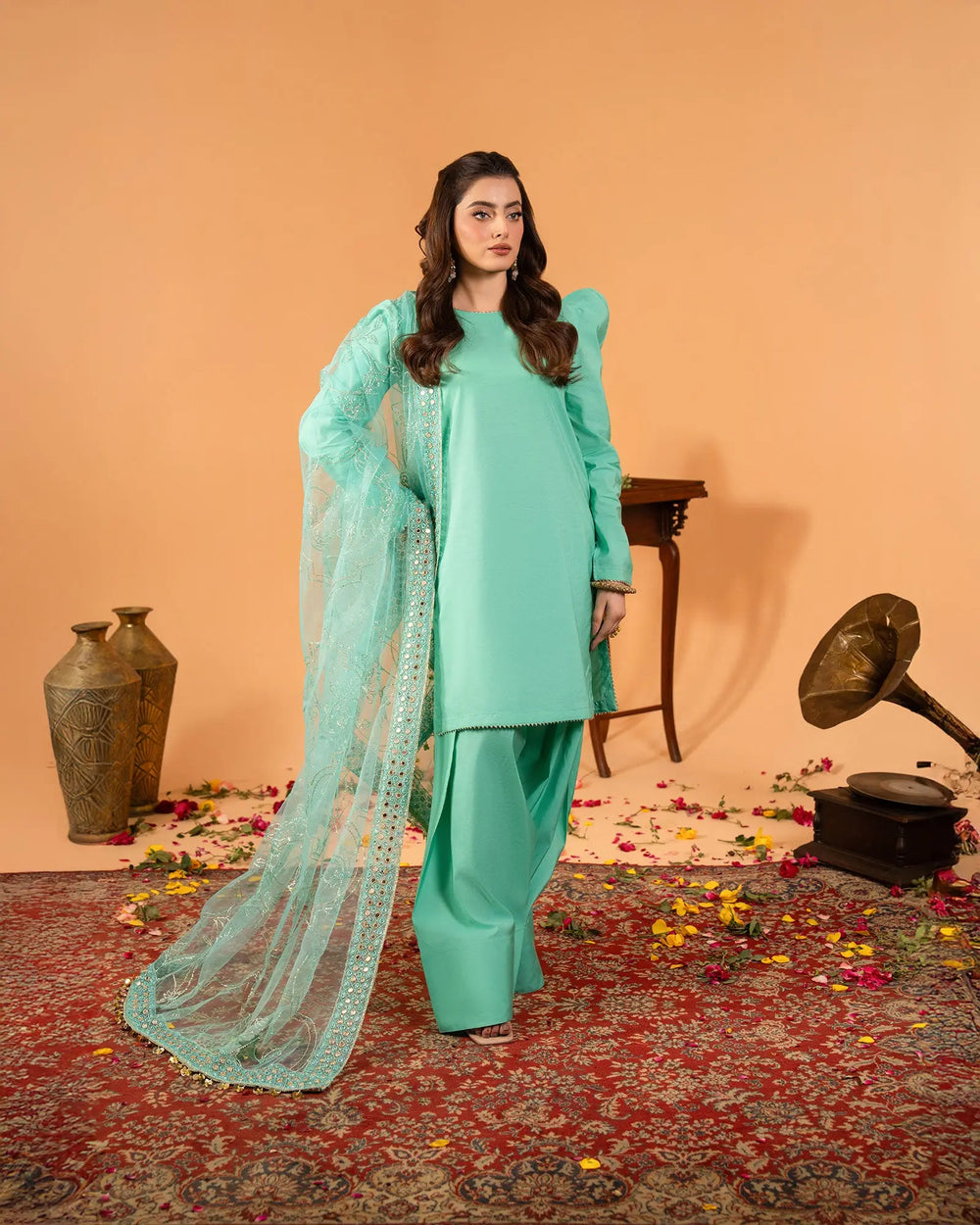 3 Piece Plain Paper Katan Suit Stitched | 1142-ST-P.P.KTN - Sha Posh Textile