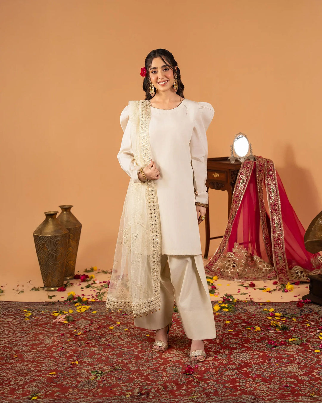 3 Piece Plain Paper Katan Suit Stitched | 1142-ST-P.P.KTN - Sha Posh Textile