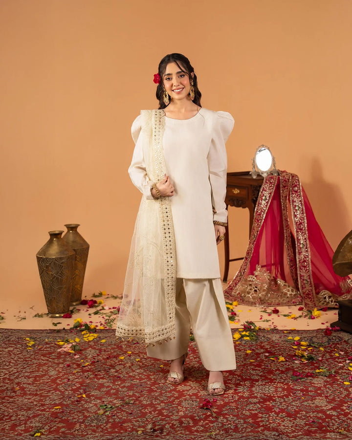 3 Piece Plain Paper Katan Suit Stitched | 1142-ST-P.P.KTN - Sha Posh Textile
