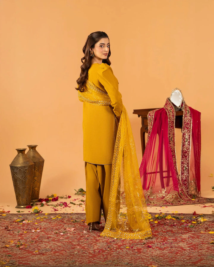 3 Piece Plain Paper Katan Suit Stitched | 1142-ST-P.P.KTN - Sha Posh Textile