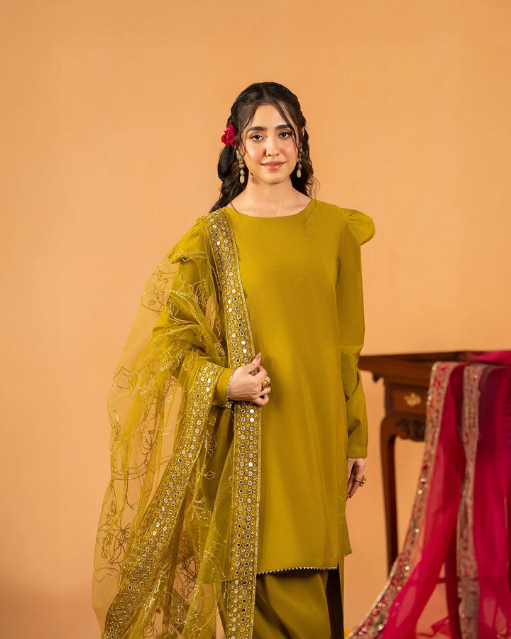 3 Piece Plain Paper Katan Suit Stitched | 1142-ST-P.P.KTN - Sha Posh Textile